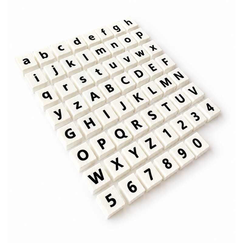 Symbolensteentjes Set 1 — Letters & cijfers | 16 mm-zoom-