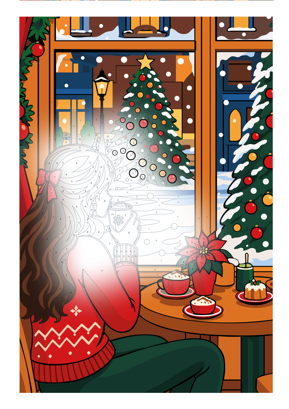 Christmas Café Glow – Kleuren op Nummer Poster A3 | 49 kleuren