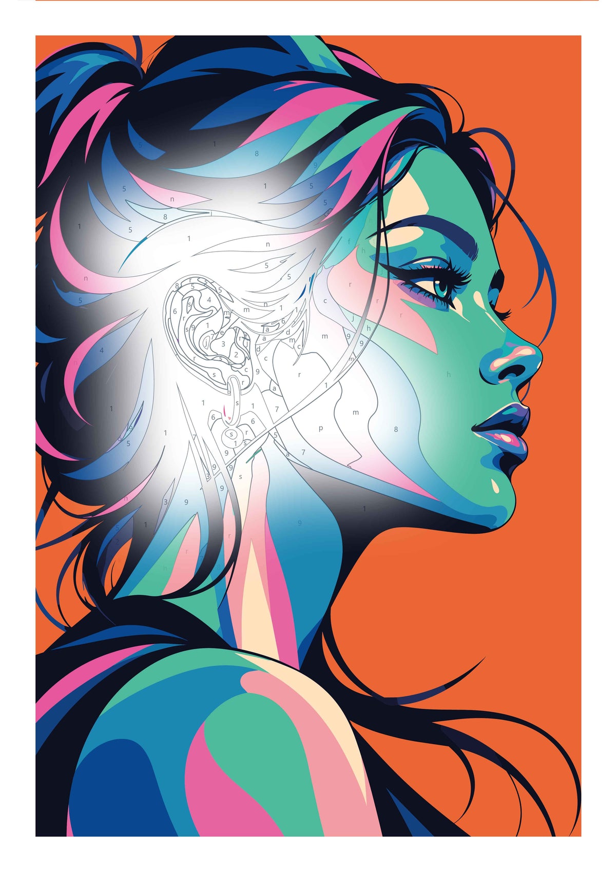 Neon Grace – Kleuren op Nummer Poster A3 | 61 kleuren (kopie)-1